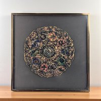 Vintage 1997 Barbara DeVault "Decadisk": Textured Mixed Media Wall Art