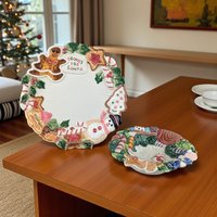 Vintage Fitz and Floyd "Cookies for Santa" Plate: Sugar Plum Holiday Serving Bowl Set