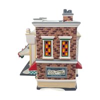 Vintage 1995 Dept 56 Snow Village Super Suds Laundromat, Ceramic Christmas Village House with Light, Holiday Decor Gift