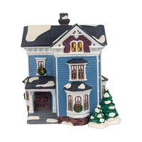 Vintage 1994 Dept 56 Glenhaven House, Snow Village Lighted Christmas Building, Blue Victorian House Holiday Decor