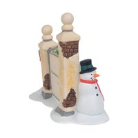 Vintage Dept 56 Village Sign with Snowman, Heritage Village Collection Christmas Accessory, Miniature Figurine for Holiday Display