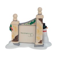 Vintage Dept 56 Village Sign with Snowman, Heritage Village Collection Christmas Accessory, Miniature Figurine for Holiday Display