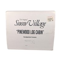 Vintage 1989 Dept 56 Pinewood Log Cabin, Snow Village Lighted Christmas Building, Rustic Winter Lodge Holiday Decor