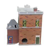 Vintage Dept 56 Village Police Station, Snow Village Lighted Christmas House with Doughnut Shop, Fifty-Sixth Precinct Gift for Officer