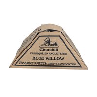 Vintage Churchill Blue Willow 3-Piece Place Setting, Classic Blue and White Chinoiserie Dinner Plate Cup and Saucer, Made in England