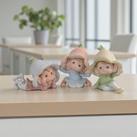 Vintage Homco Garden Pixie Figurines: Set of 3, #5615 Flower Hat