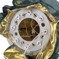 Vintage Light Up Angel Tree Topper: 9" Green and Gold Christmas Angel, Holiday Decor