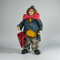 Vintage Clothtique Clown Figure: Possible Dreams Hobo Clown with Umbrella, 10.5" Figurine