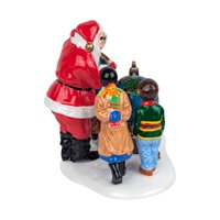 Vintage 1999 Dept 56 Santa Comes to Town Figurine, Snow Village Year 2000 Millennium Accessory with Box, D56 Santa and Children