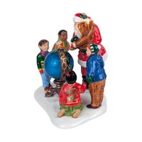 Vintage 1999 Dept 56 Santa Comes to Town Figurine, Snow Village Year 2000 Millennium Accessory with Box, D56 Santa and Children