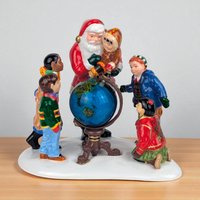 Vintage 1999 Dept 56 Santa Comes to Town Figurine, Snow Village Year 2000 Millennium Accessory with Box, D56 Santa and Children