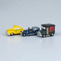 Vintage 1997 Dept 56 Set of 3 Automobiles, Heritage Village Accessory Cars with Box, Porcelain Taxi and Delivery Van Figurines