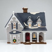 Vintage 1991 Dept 56 Gothic Farmhouse, Snow Village Lighted Christmas House with Box, American Gothic Holiday Building