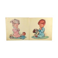 Vintage 1960s Pete Hawley Wall Hanging: Retro Praying Children Bedtime Decor