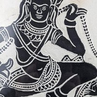 Vintage Framed Apsara dancers on Rice Paper Art: Asian Spiritual Decor