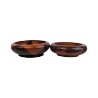 Vintage Hand Carved Wood Bowls: Pair of Decorative Wooden Dishes with Fish Motifs