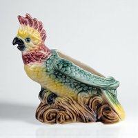 Vintage Mid Century Parrot Planter: Ceramic Cockatoo Indoor Flower Pot