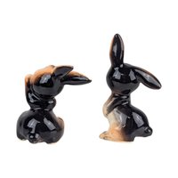 Vintage 1960s Bunny Figurines: Pair of Japanese Ceramic Rabbits