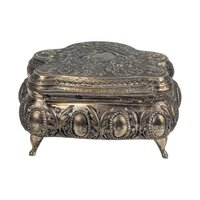 Vintage Ornate Jewelry Box: Rococo Style Footed Trinket Casket