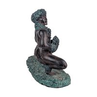Vintage Polynesian Warrior Statue: Faux Bronze Hula Dancer Figure