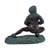 Vintage Polynesian Warrior Statue: Faux Bronze Hula Dancer Figure