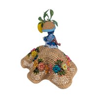 Calypso Queen Figurine: Vintage Caribbean Banana Seller Doll, 10"