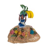 Calypso Queen Figurine: Vintage Caribbean Banana Seller Doll, 10"
