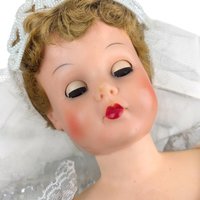 Vintage 1950s Large Bride Doll: Mid-Century Boudoir Bed Doll with Sleepy Eyes