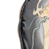 Vintage Dragon Plates Pair, Set of 2 Japanese Moriage Lusterware, Black Ceramic Salad Plates, Dragonware Decor