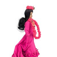 Vintage Makaleka Hawaiian Princess Doll: Pink Ruffled Gown and Lei Souvenir Doll