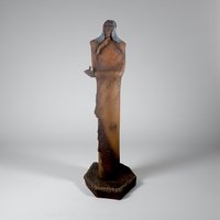 Vintage Indigenous Figure with Pipe: JH Boone Co. Terracotta Statue