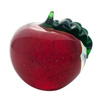Vintage Art Glass Apple: Hand Blown Red Fruit Paperweight