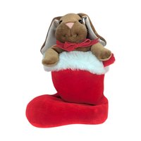 Vintage Plush Rabbit in Stocking: Christmas Bunny Stuffed Animal Decor