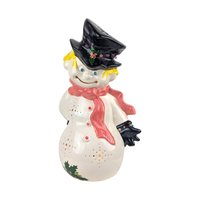 Vintage 1980s Ceramic Snowman: Byron Molds Handpainted Xmas Decor