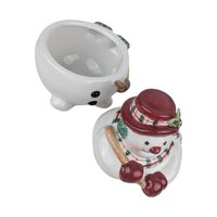 Vintage Fitz and Floyd Plaid Collection Snowman Jar: Lidded Ceramic Candy Dish Holiday Decor