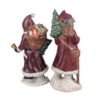 Pair of Vintage Hand-Painted Old World Santa Figures: Christmas Decor Figurines