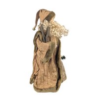 Vintage 15" Woodland Santa Tree Topper: Tan Father Christmas with Burlap Sack