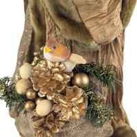 Vintage 15" Woodland Santa Tree Topper: Tan Father Christmas with Burlap Sack