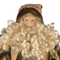 Vintage 15" Woodland Santa Tree Topper: Tan Father Christmas with Burlap Sack