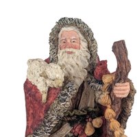 Vintage 1994 St. Nicholas and Me Santa Figure: Resin Old World Father Christmas with Lamb