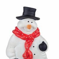 Vintage Dept 56 Ceramic Snowman: Large Holiday Figurine with Polka Dot Scarf