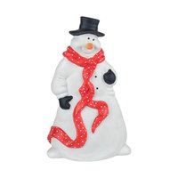 Vintage Dept 56 Ceramic Snowman: Large Holiday Figurine with Polka Dot Scarf