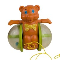 Vintage 1979 Fisher Price Bob Along Bear Pull Toy: Nursery Decor