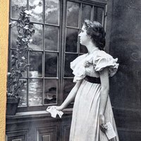 Framed Victorian Print: Woman Gazing at Moon - Ullman Mfg Co 1898