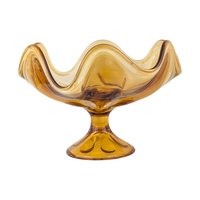 Vintage Viking Amber Glass Compote Dish: Mid-Century Modern Bowl