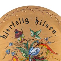 Vintage 1956 Hand Painted Wood Plate: Norwegian Rosemaling, Folk Art Decor