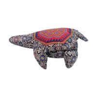 Vintage Handmade Turtle Figurine: Upholstery Fabric Plush, Folk Art Pincushion