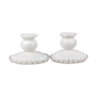 Vintage Fenton Silver Crest Milk Glass Candle Holders: Taper Candle Pair