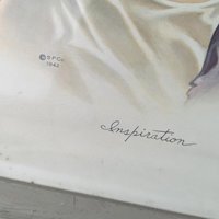 Vintage 1942 "Inspiration" Jesus Print: Framed Religious Christian Wall Art