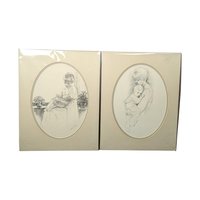 1975 Sharon Johnson Mother and Child Prints: Vintage Nursery Wall Art, Set of 2